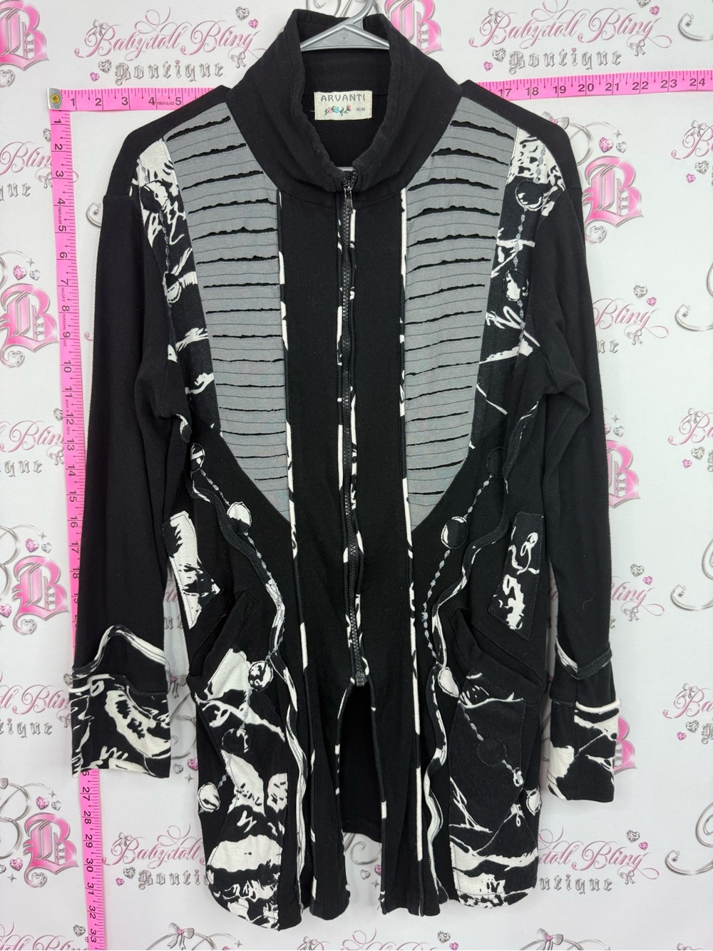 Avanti sweater Black and Gray Zip-Front Hoodie Jacket